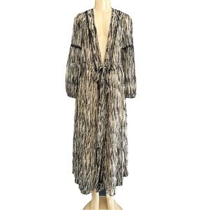 NEW Express Zebra Print Maxi Tie Duster Animal Print‎ Beach Dress Cover Up S/M